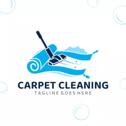 Refreshing Blue Carpet Roll with Cleaning Tool Logo Template