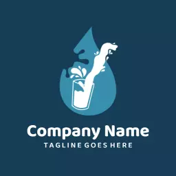 Refreshing Blue Milk Splash in a Glass Design Logo Template