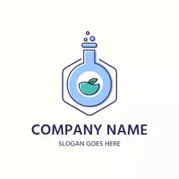 Refreshing Blue Oxygen Bottle with Leaf Design Logo Template