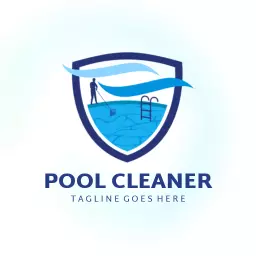 Refreshing Blue Shield Design Highlighting Pool Cleaner Services Logo Template
