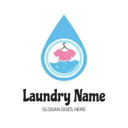 Refreshing Blue Water Drop Design for Laundry Service Logo Template