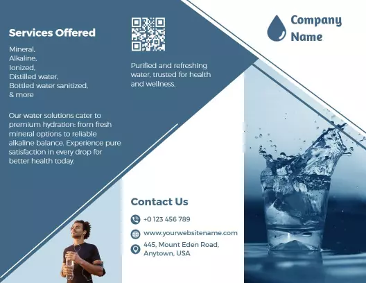 Refreshing Blue Water Quality and Hydration Services Brochure Template