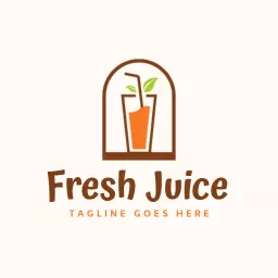 Refreshing Brown and Orange Fresh Juice Beverage Logo Template