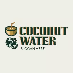 Refreshing Coconut Drink Served in a Cup for Healthy Lifestyle Logo Template