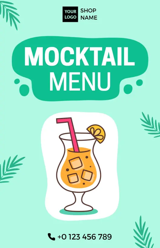 Refreshing Fruit Cocktail Blends and Special Mocktails Drink Menu Template