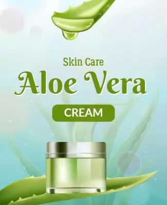 Refreshing Green Aloe Vera Skin Care Cream Poster Template