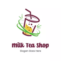 Refreshing Green and Purple Milk Tea Shop Logo Template