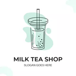 Refreshing Green and White Milk Tea Shop Logo Template