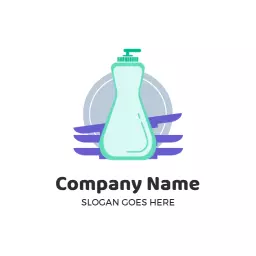 Refreshing Green Dishwashing Liquid Cleaning Solution Logo Template