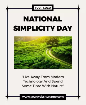 Refreshing Green Nature Retreat for National Simplicity Day Poster Template