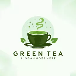 Refreshing Green Tea Cup with Natural Ingredients Logo Template