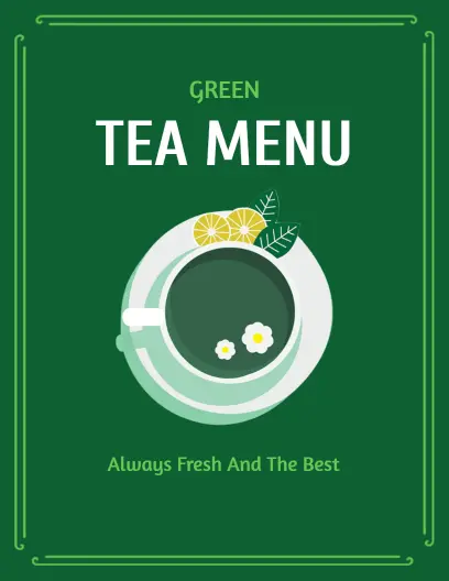 Refreshing Green Teas Featuring Unique Flavors Tea Menu Template