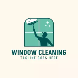 Refreshing Green Window Cleaning Service with Shining Windows Logo Template