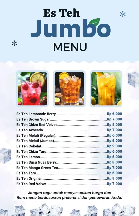 Refreshing Iced Tea Flavors and Unique Blends Tea Menu Template