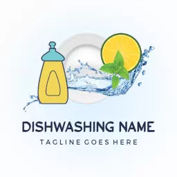 Refreshing Lemon and Mint Dishwashing Liquid Logo Template