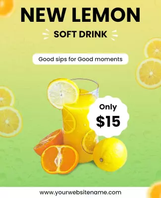 Refreshing Lemon Soft Drink Promotion Flyer Template