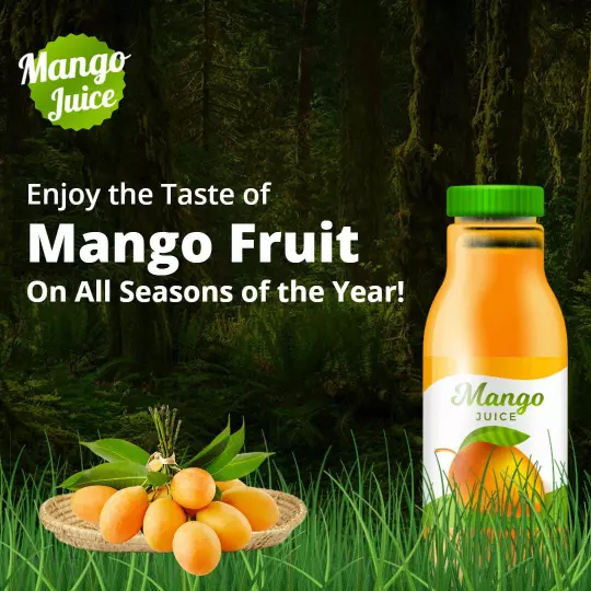 Refreshing Mango Fruit Juice Advertisement for All Seasons Ad Template