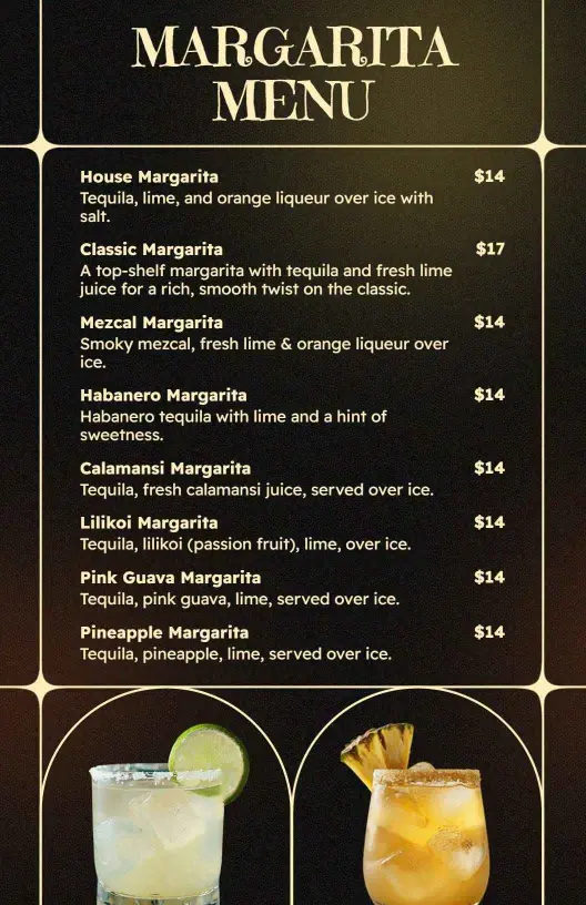 Refreshing Margarita Varieties with Unique Flavors Cocktail Menu Template