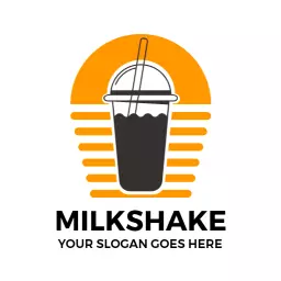 Refreshing Orange and Black Milkshake Design Logo Template