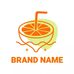 Refreshing Orange Drink With Citrus Slice Artwork Logo Template
