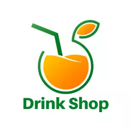 Refreshing Orange Drink with Green Straw for Beverage Shop Logo Template