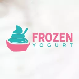 Refreshing Pink and Teal Frozen Yogurt Dessert Logo Template