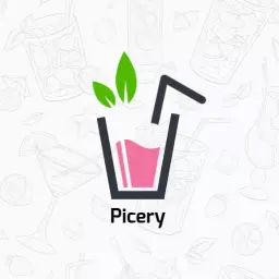 Refreshing Pink Juice in a Glass with Lively Green Leaves Logo Template