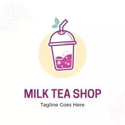 Refreshing Purple Milk Tea Drink in a Cozy Shop Logo Template