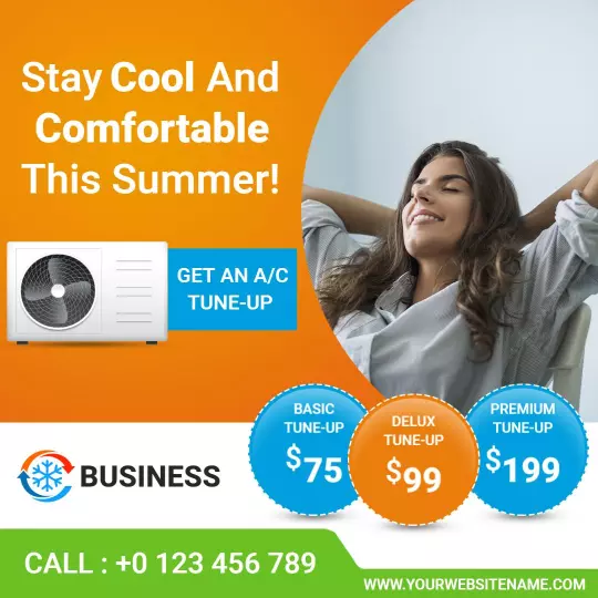 Refreshing Summer A/C Tune-Up Promotion for Comfort Ad Template