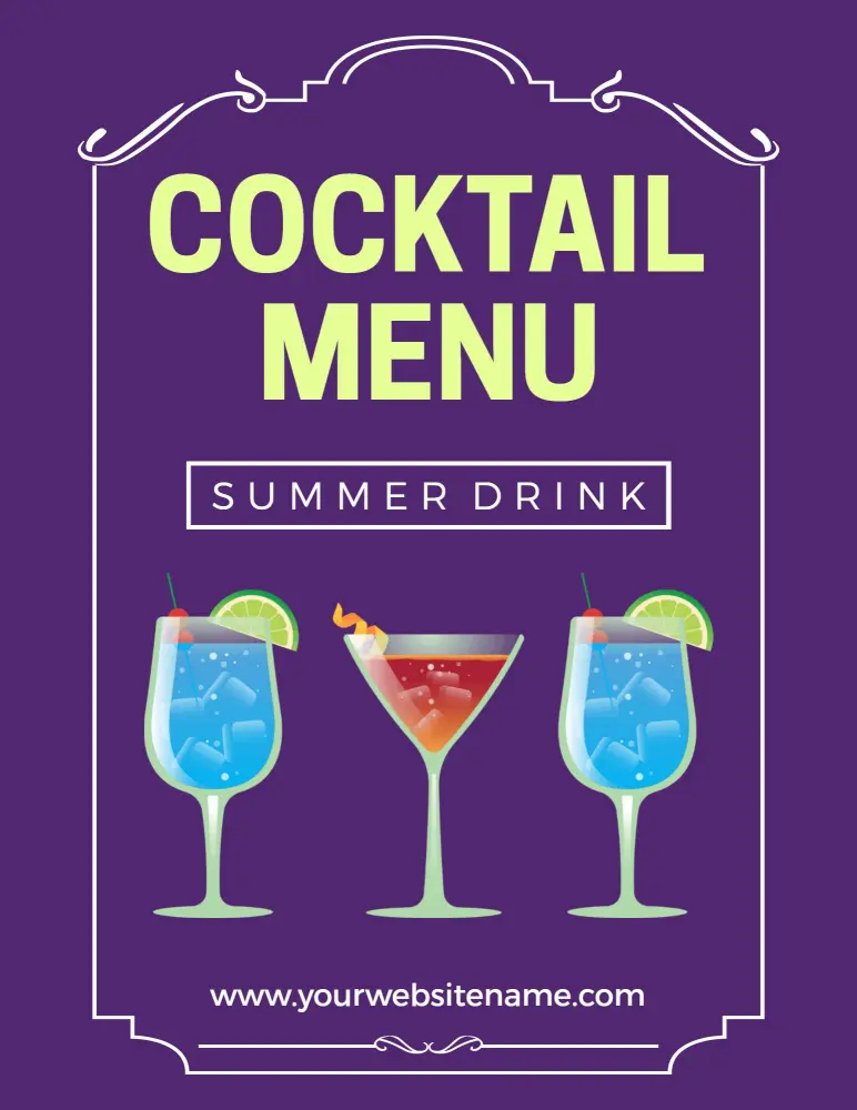 Refreshing Summer Cocktail Selections for Your Enjoyment Cocktail Menu Template