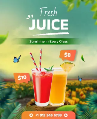 Refreshing Summer Juice Promotion Flyer Template
