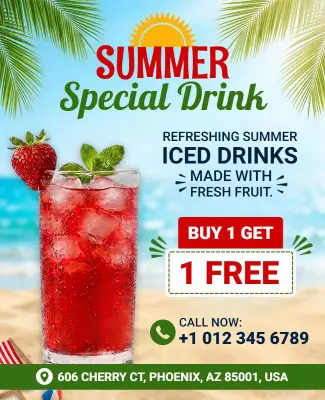 Refreshing Summer Special Drink Flyer Template