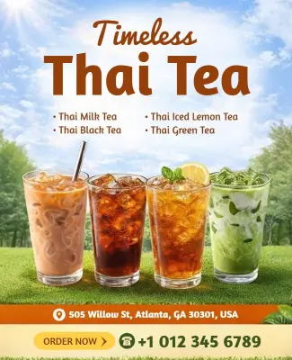 Refreshing Thai Tea Beverage Flyer Template