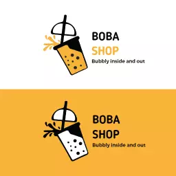 Refreshing Yellow Bubble Tea Design Capturing Fun Moments Logo Template