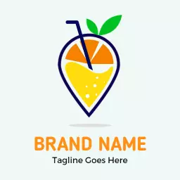Refreshing Yellow Juice Design with Citrus Fruit Elements Logo Template