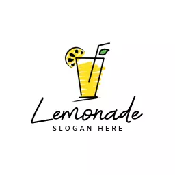 Refreshing Yellow Lemonade Drink with Stylish Glass Logo Template