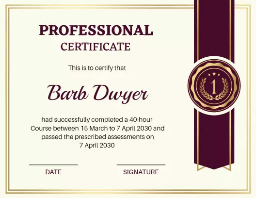 Regal Burgundy Professional Achievement Certificate Template