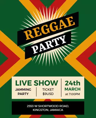 Reggae Jamming Live Show Party Flyer Template
