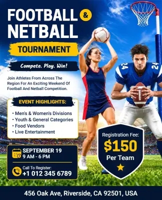 Regional Football and Netball Tournament Flyer Template
