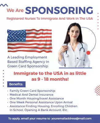 Registered Nurses Usa Immigration Sponsorship Flyer Template