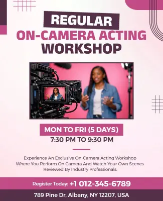 Regular on-Camera Acting Workshop Flyer Template
