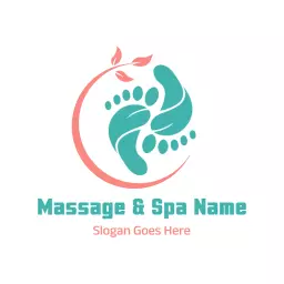 Relaxing Aqua Footprint Design Enhancing Massage Therapy Logo Template