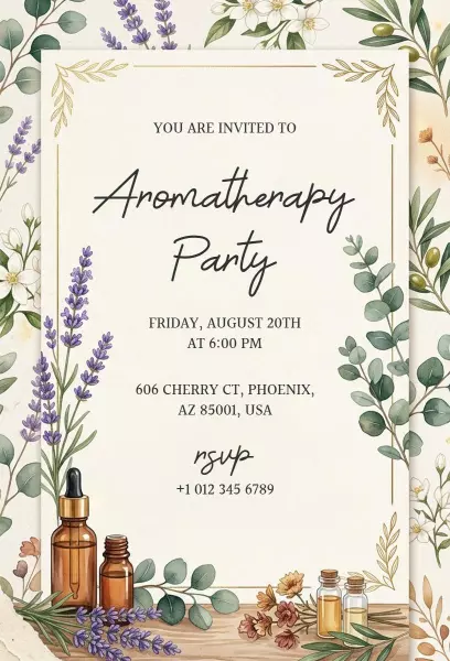 Relaxing Aromatherapy Wellness Gathering Party Invitation Template