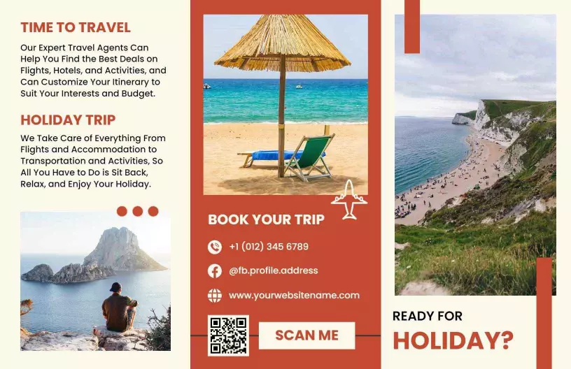 Relaxing Beach Holiday Travel Itinerary Planning Brochure Template
