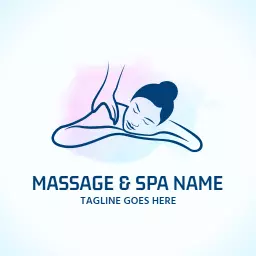 Relaxing Blue and Pink Massage Therapy Treatment Logo Template