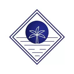 Relaxing Blue Sunset with Palm Tree Design for Travelling Logo Template
