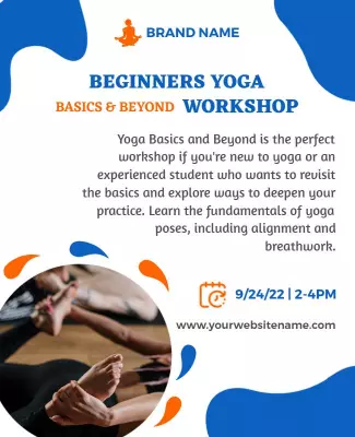Relaxing Blue Yoga Workshop for Beginners Poster Template