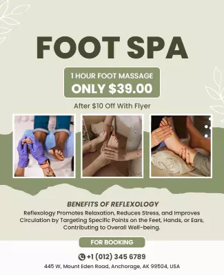 Relaxing Foot Spa Massage Promotion Flyer Template