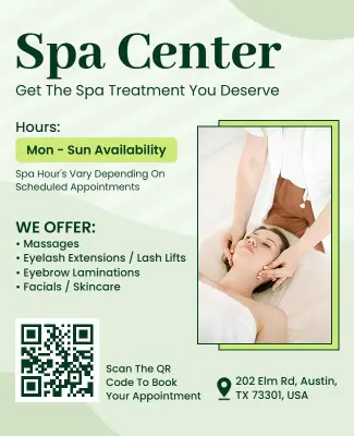 Relaxing Green Spa Services Promotion Flyer Template