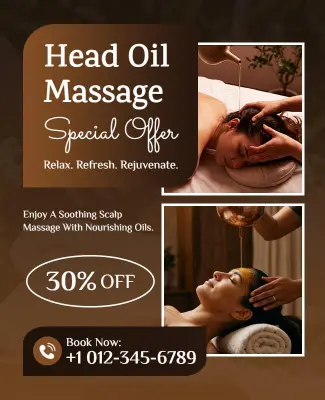 Relaxing Head Oil Massage Special Offer Poster Template